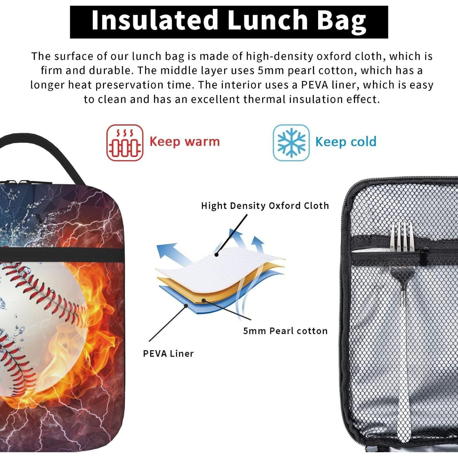 Caja de Almuerzo Aislada YIJIUWKIS Deporte 6L Beisbol