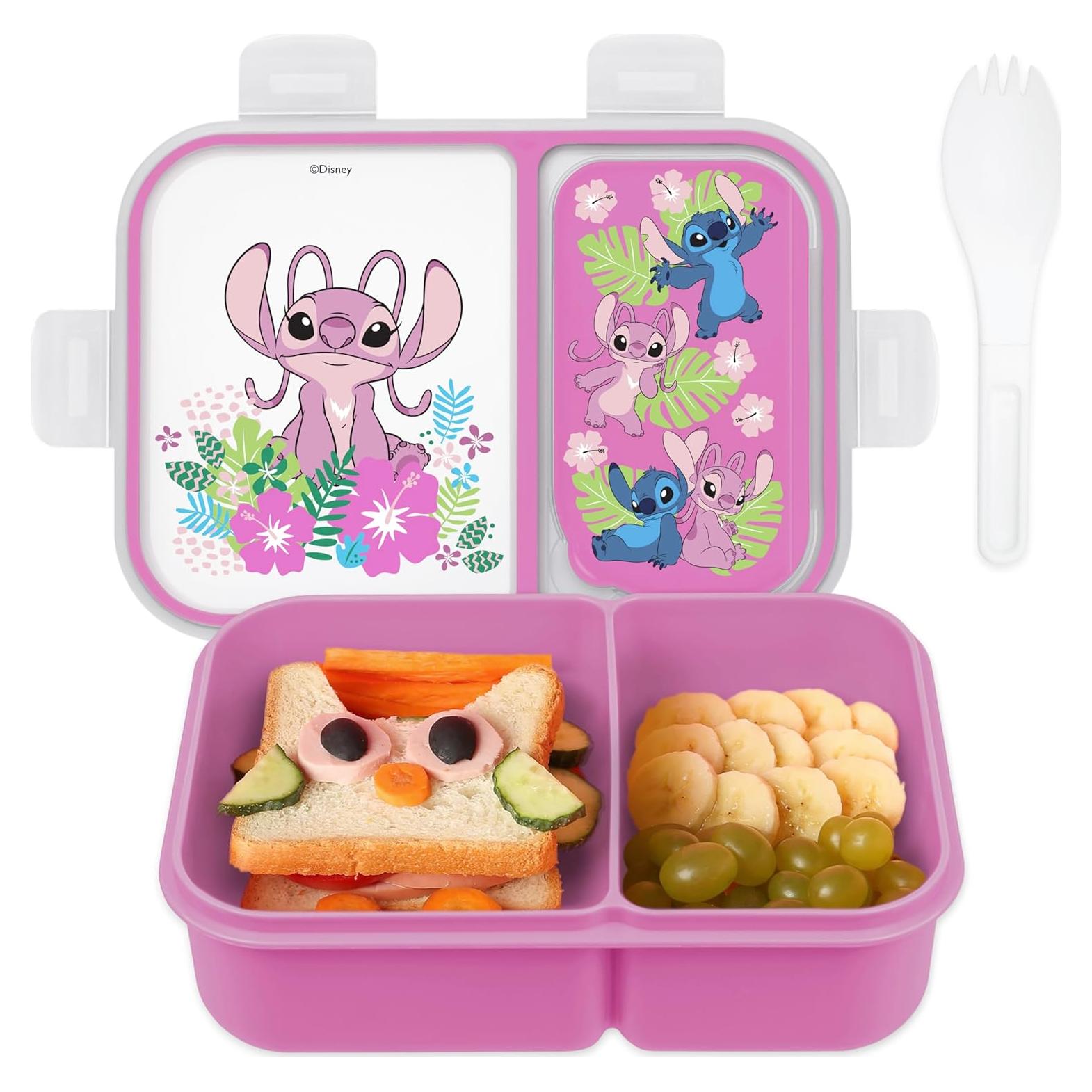 Caja Bento Disney Stitch y Ángel Rosa - Almuerzo a Prueba de Fugas