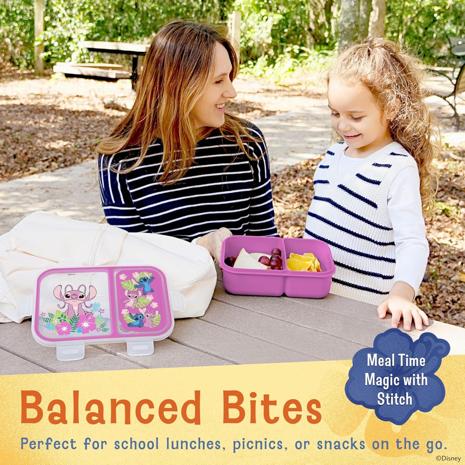 Caja Bento Disney Stitch y Ángel Rosa - Almuerzo a Prueba de Fugas
