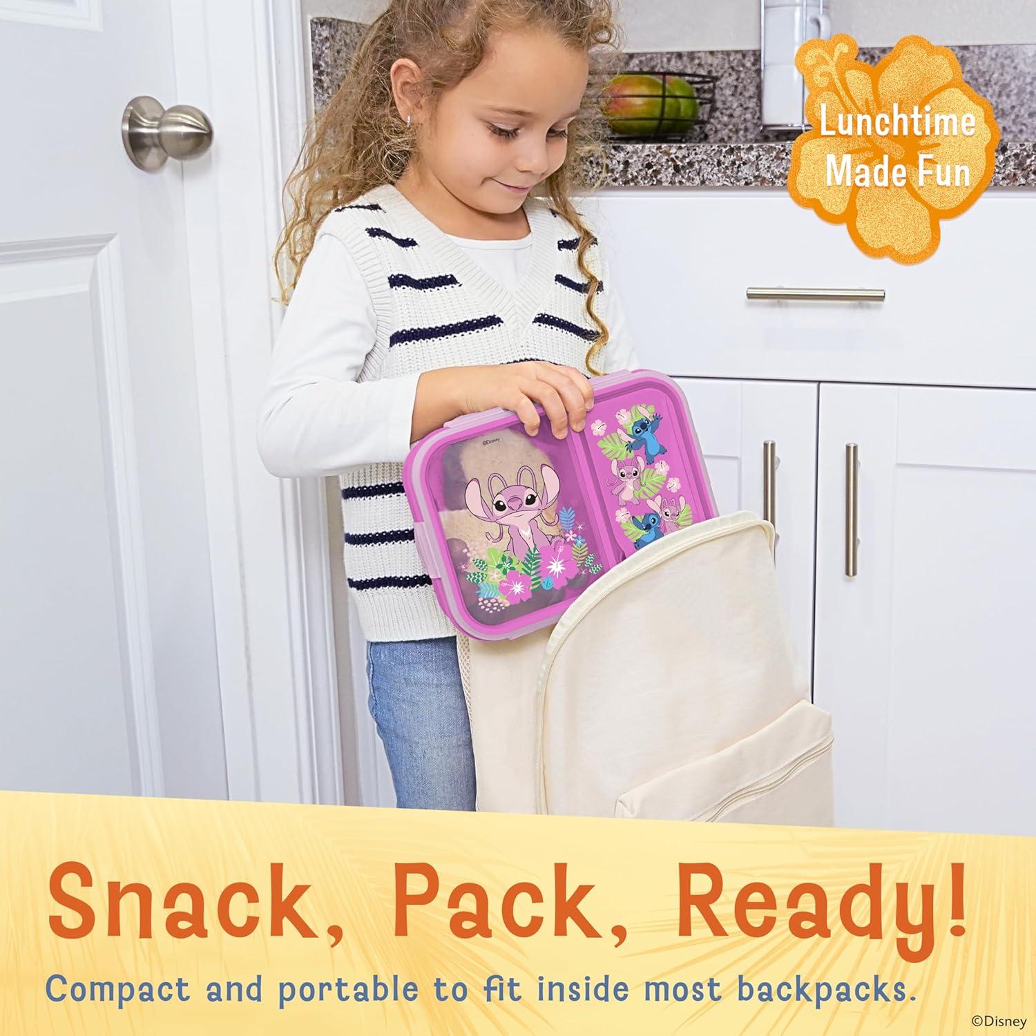 Caja Bento Disney Stitch y Ángel Rosa - Almuerzo a Prueba de Fugas