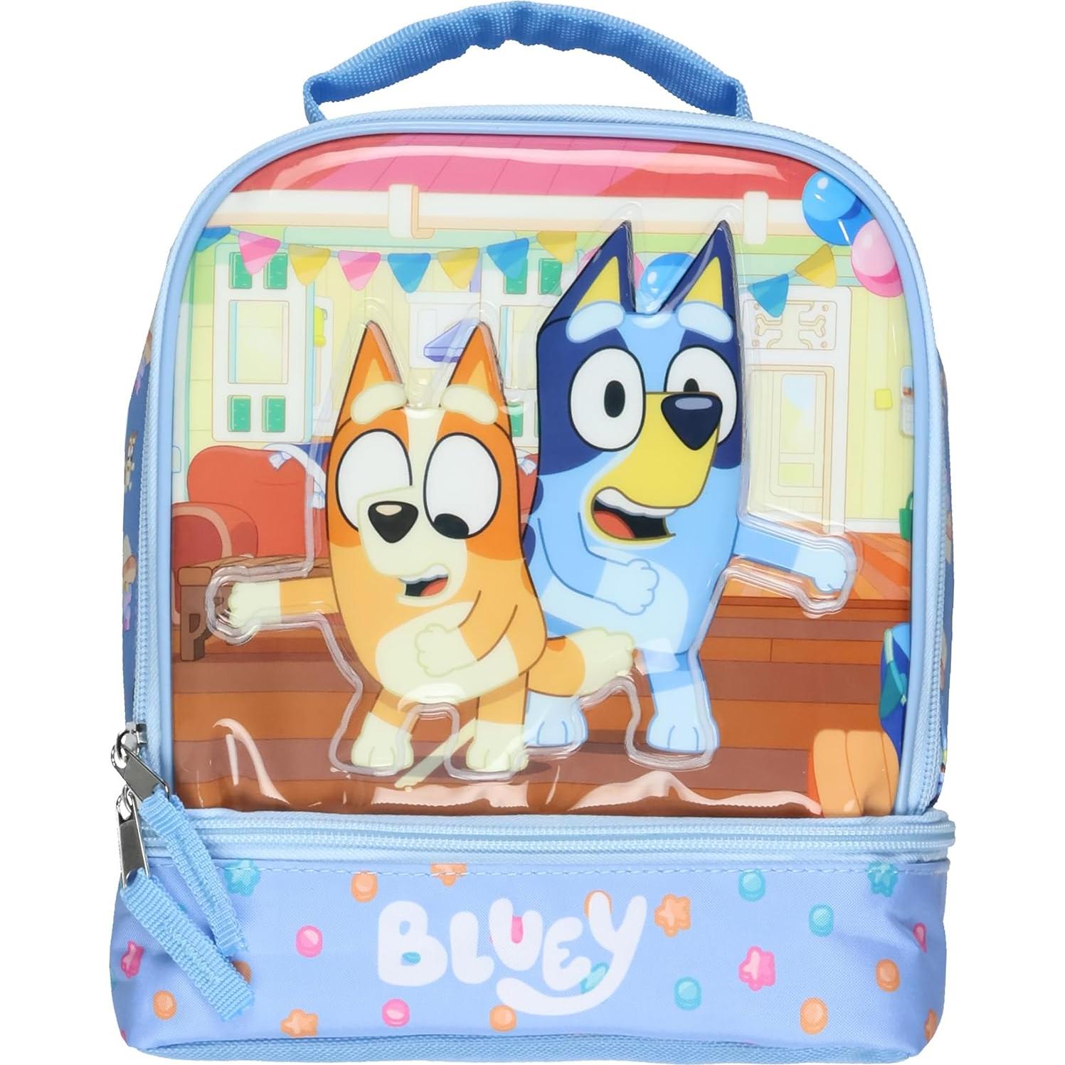 Caja de Almuerzo Aislada Bluey Fiesta Doble Compartimento 22.86x20.32cm