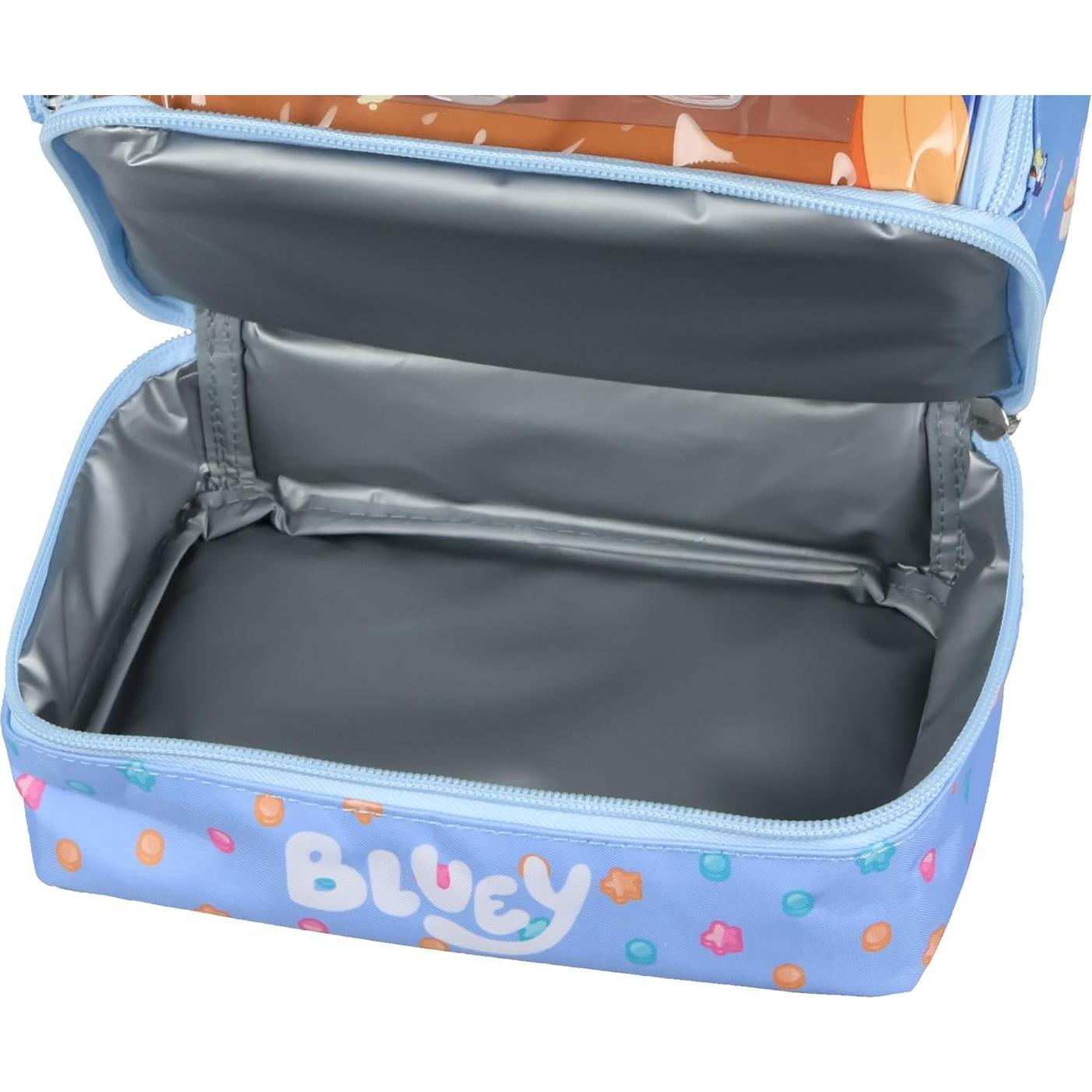Caja de Almuerzo Aislada Bluey Fiesta Doble Compartimento 22.86x20.32cm