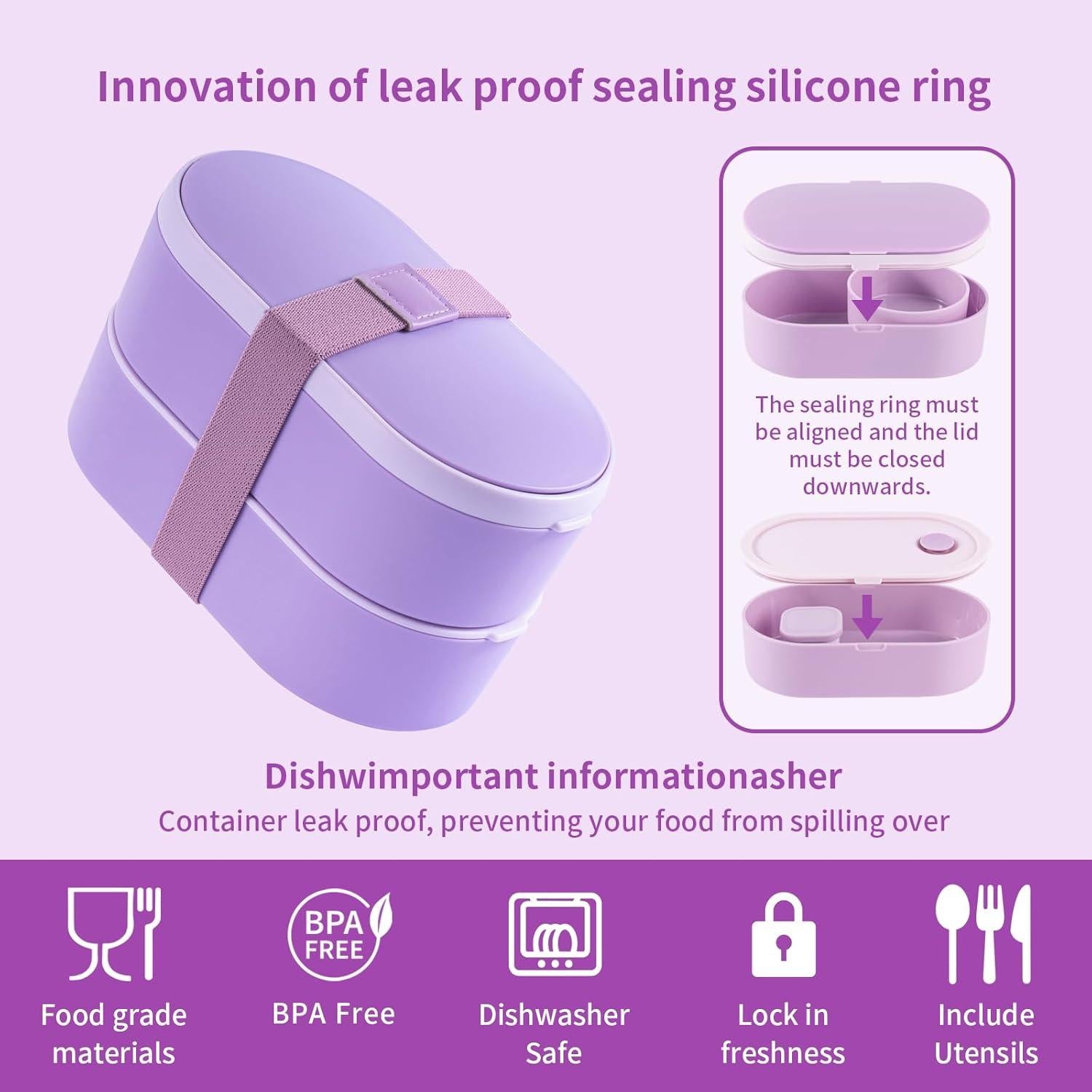 Juego de cajas de almuerzo Bento Lunchneo - 2 apilables 1216ml