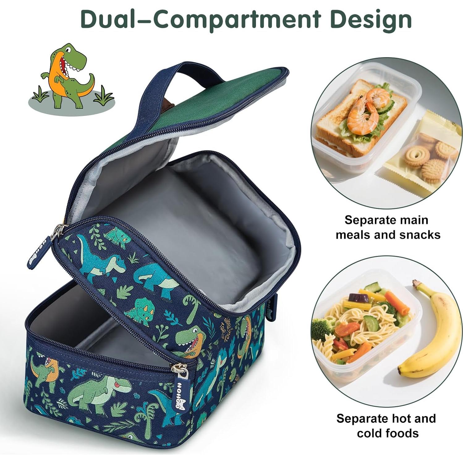 Bolsa de Almuerzo Aislada NOHOO Dinosaurio Verde 6L para Niños