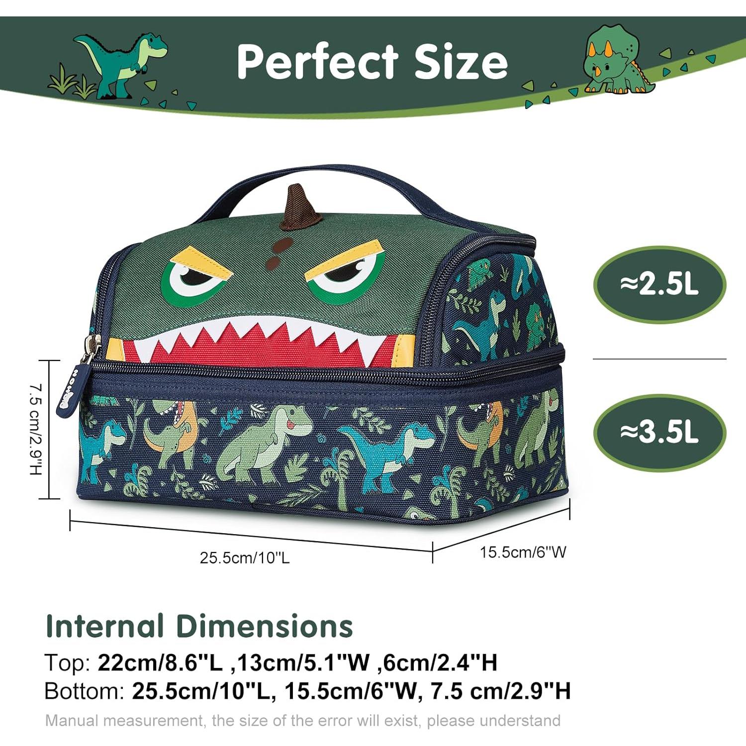 Bolsa de Almuerzo Aislada NOHOO Dinosaurio Verde 6L para Niños