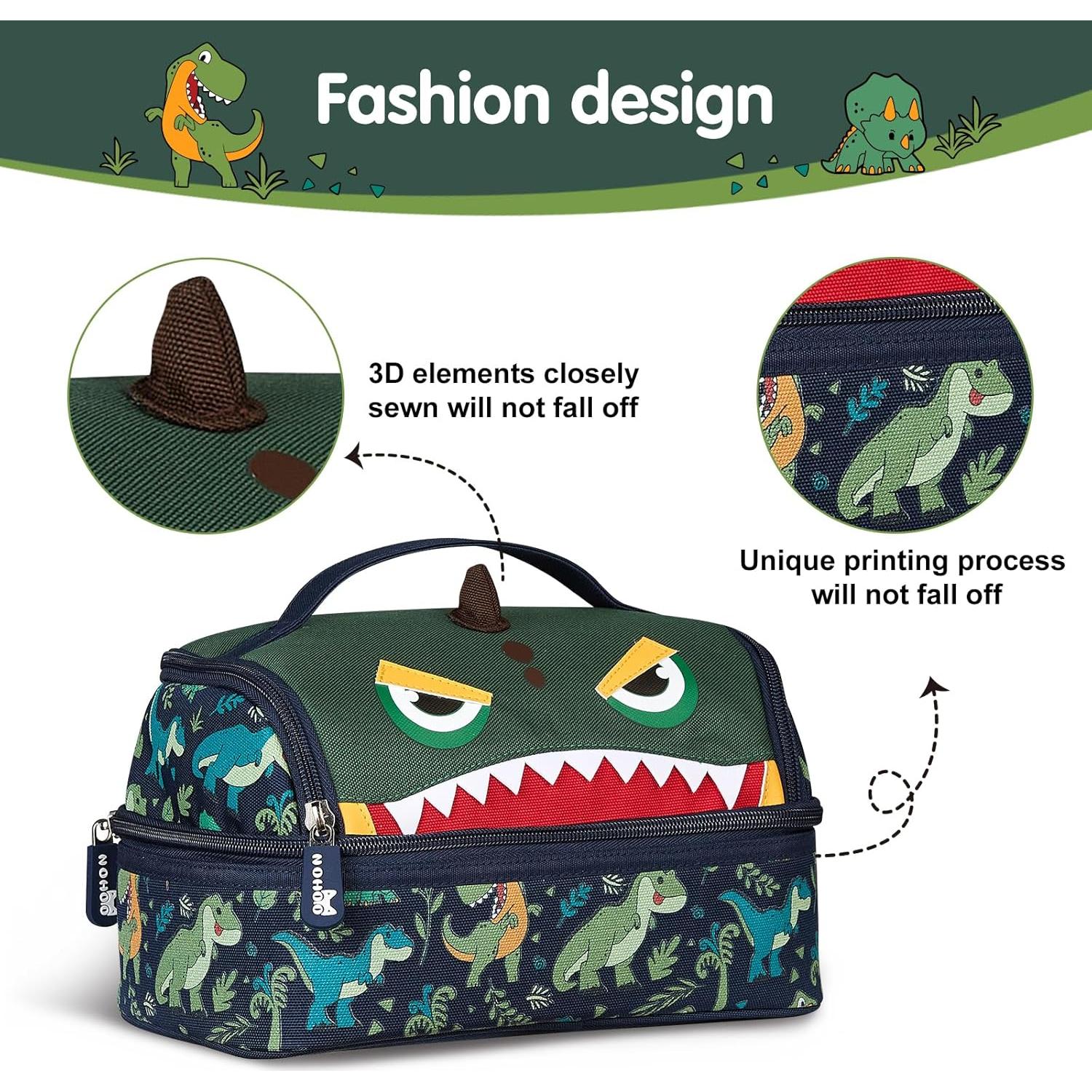 Bolsa de Almuerzo Aislada NOHOO Dinosaurio Verde 6L para Niños