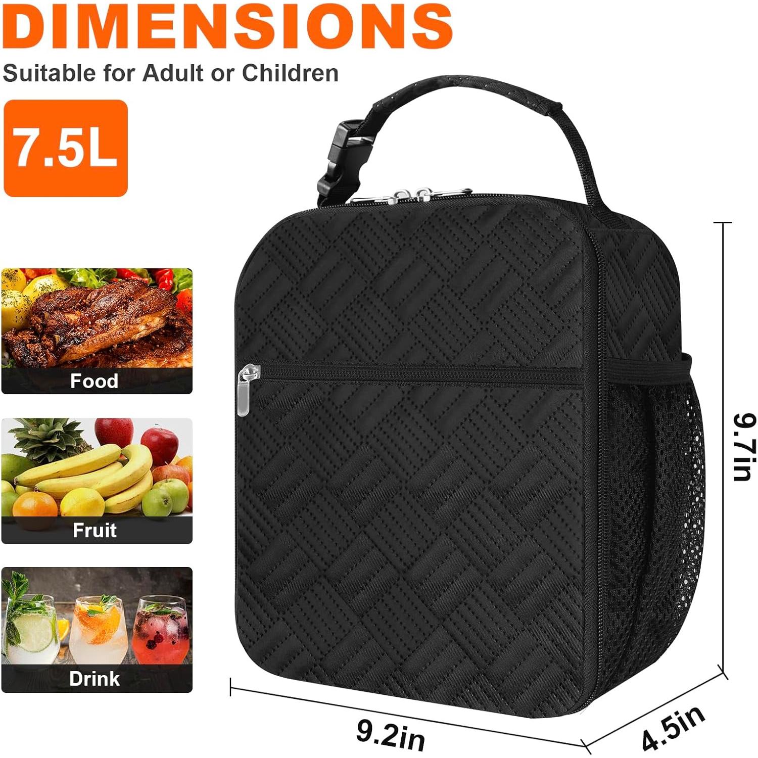 Bolsa de Almuerzo Térmica esouler Negra 7.5L Reutilizable