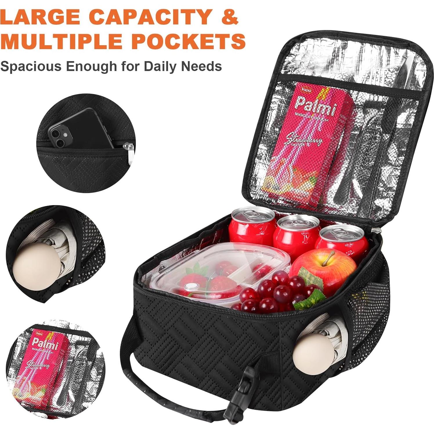 Bolsa de Almuerzo Térmica esouler Negra 7.5L Reutilizable