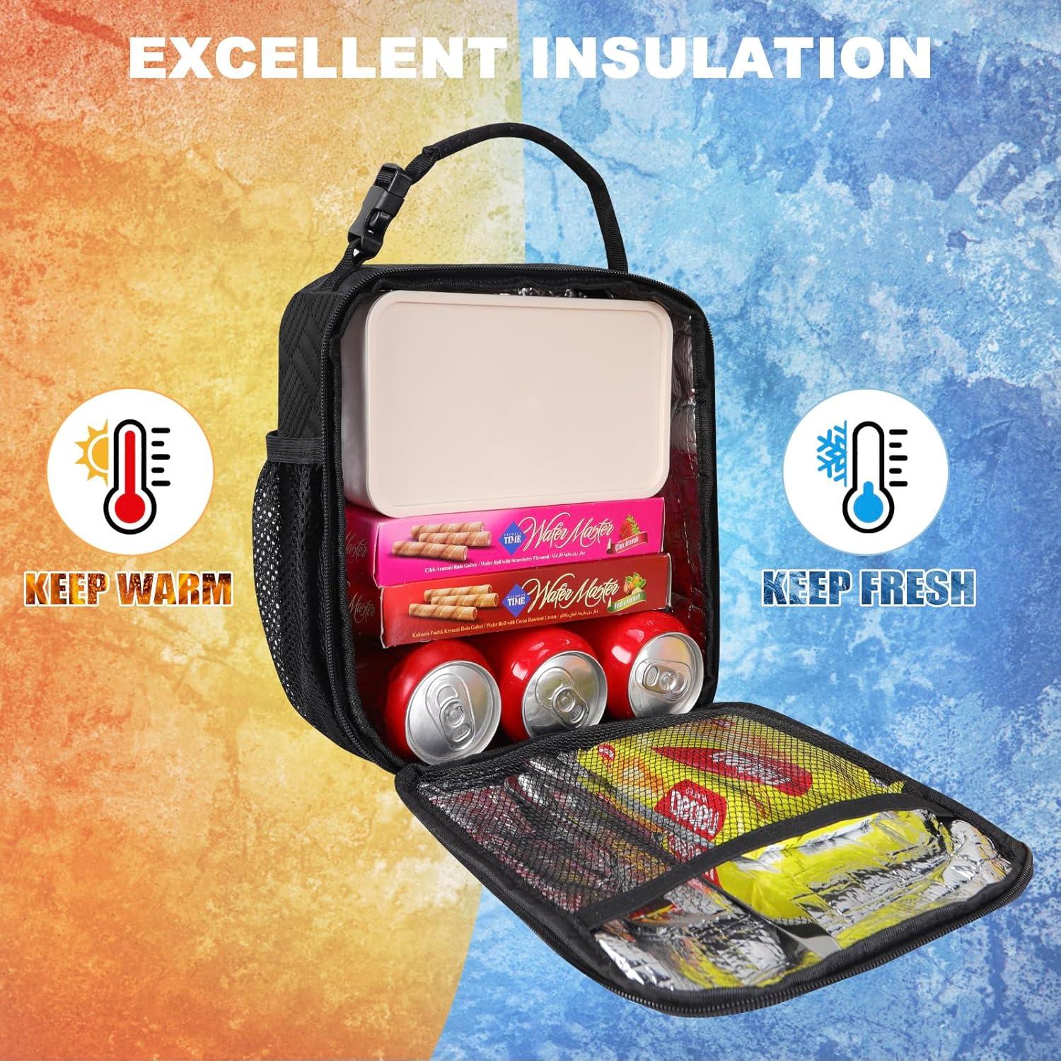 Bolsa de Almuerzo Térmica esouler Negra 7.5L Reutilizable