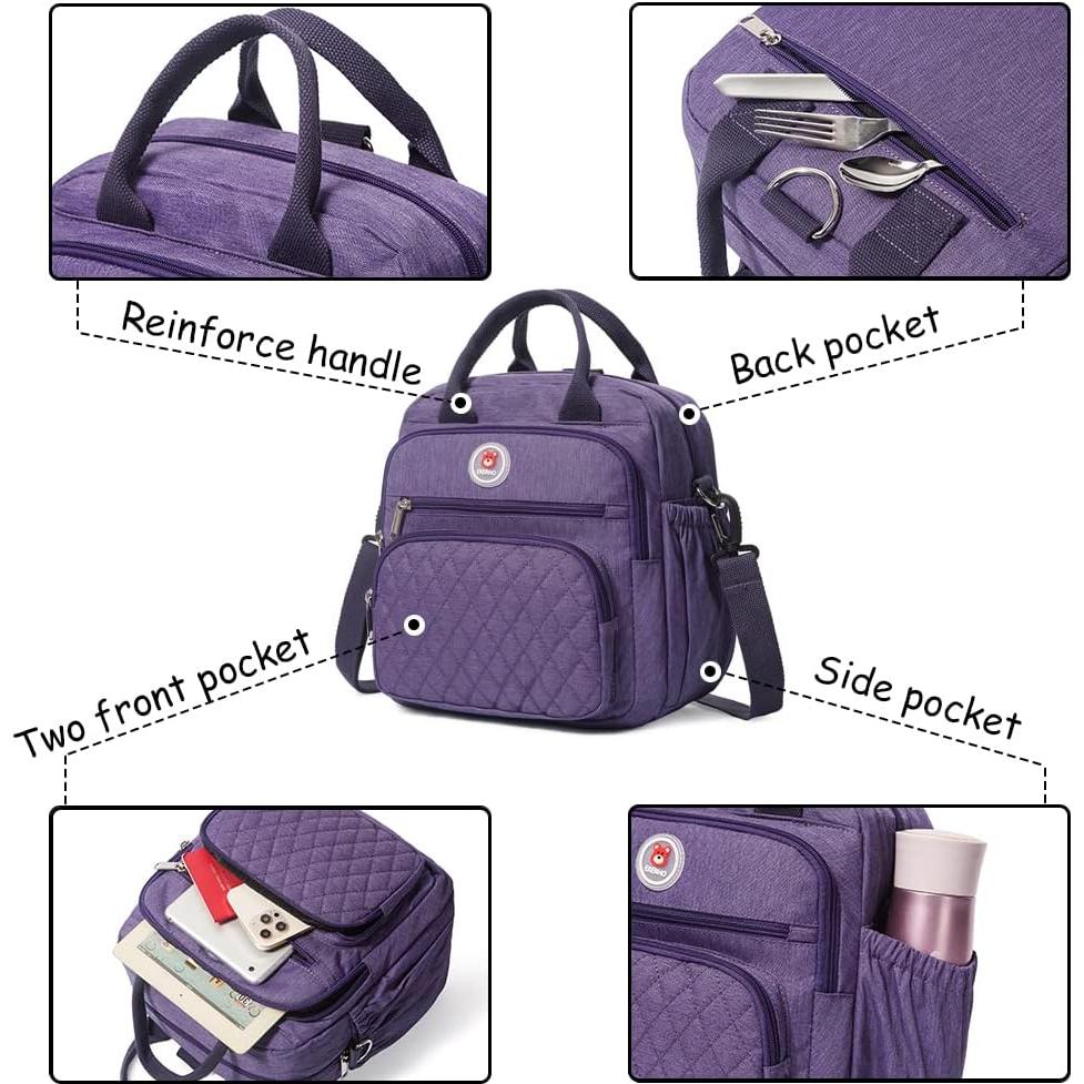 Bolsa de Almuerzo Aislada EKERHO 12L Púrpura 3 Formas de Llevar