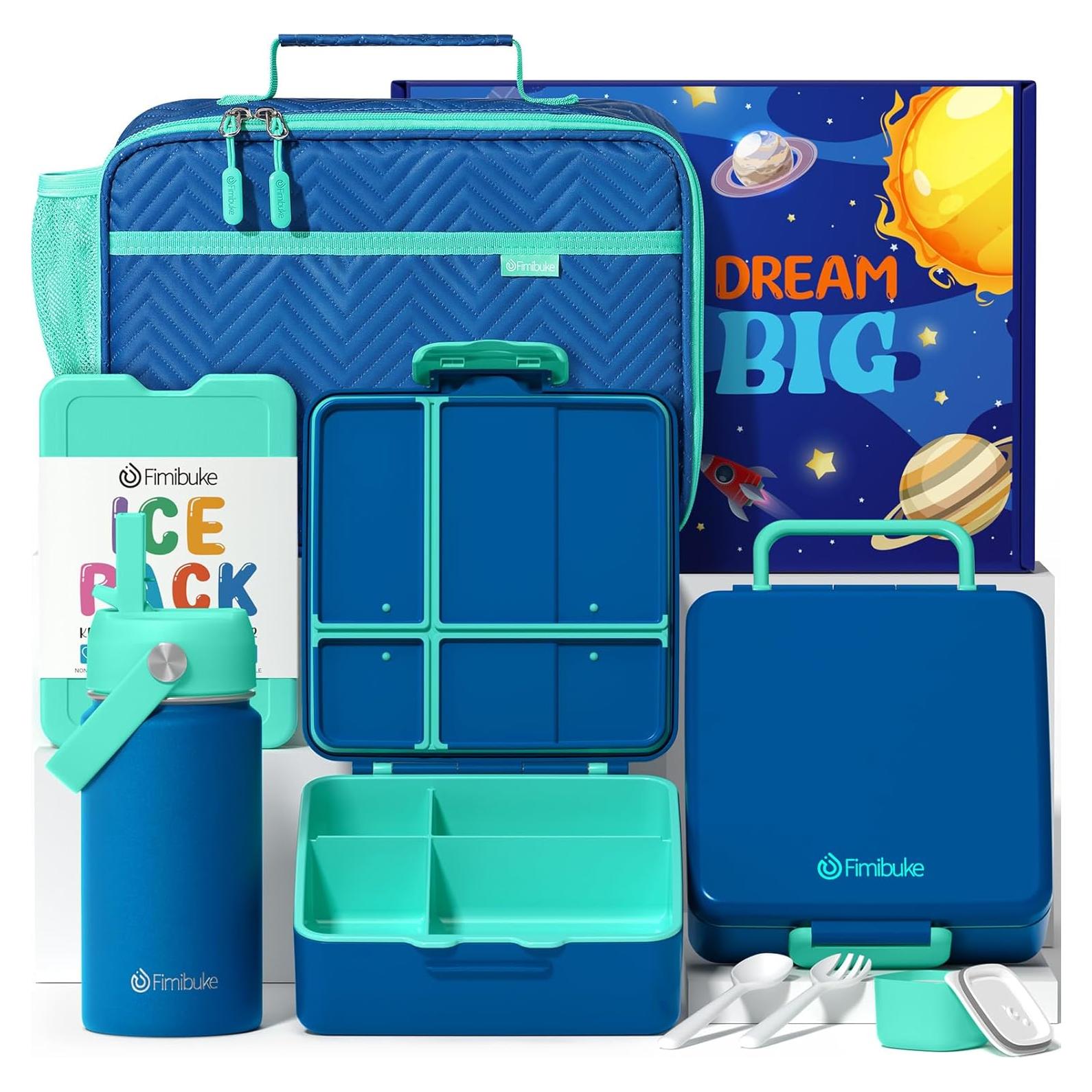 Set Almuerzo Escolar Fimibuke 7 Piezas Aislado 1300ml Azul