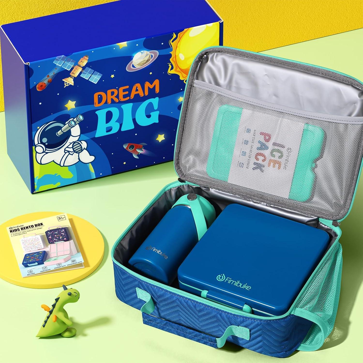 Set Almuerzo Escolar Fimibuke 7 Piezas Aislado 1300ml Azul