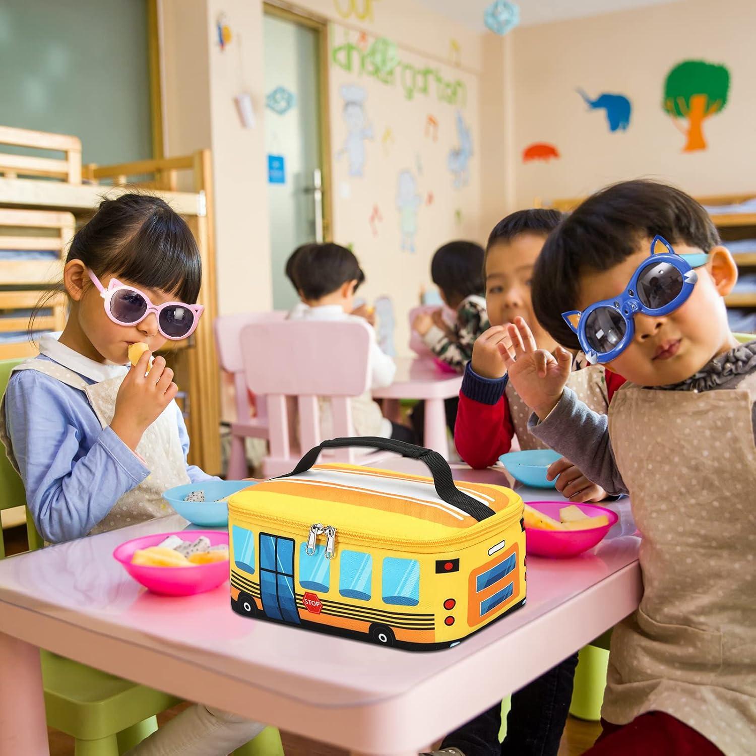 Caja de Almuerzo Aislada LEDAOU Amarillo Autobús para Niños