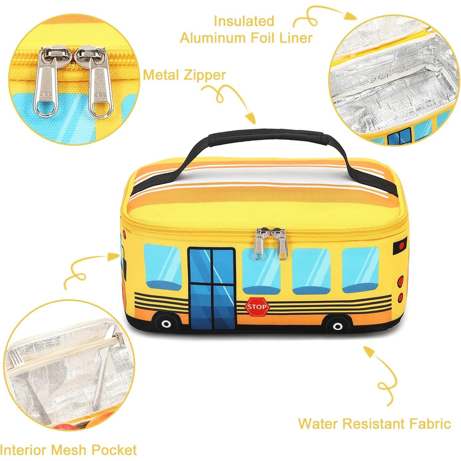 Caja de Almuerzo Aislada LEDAOU Amarillo Autobús para Niños
