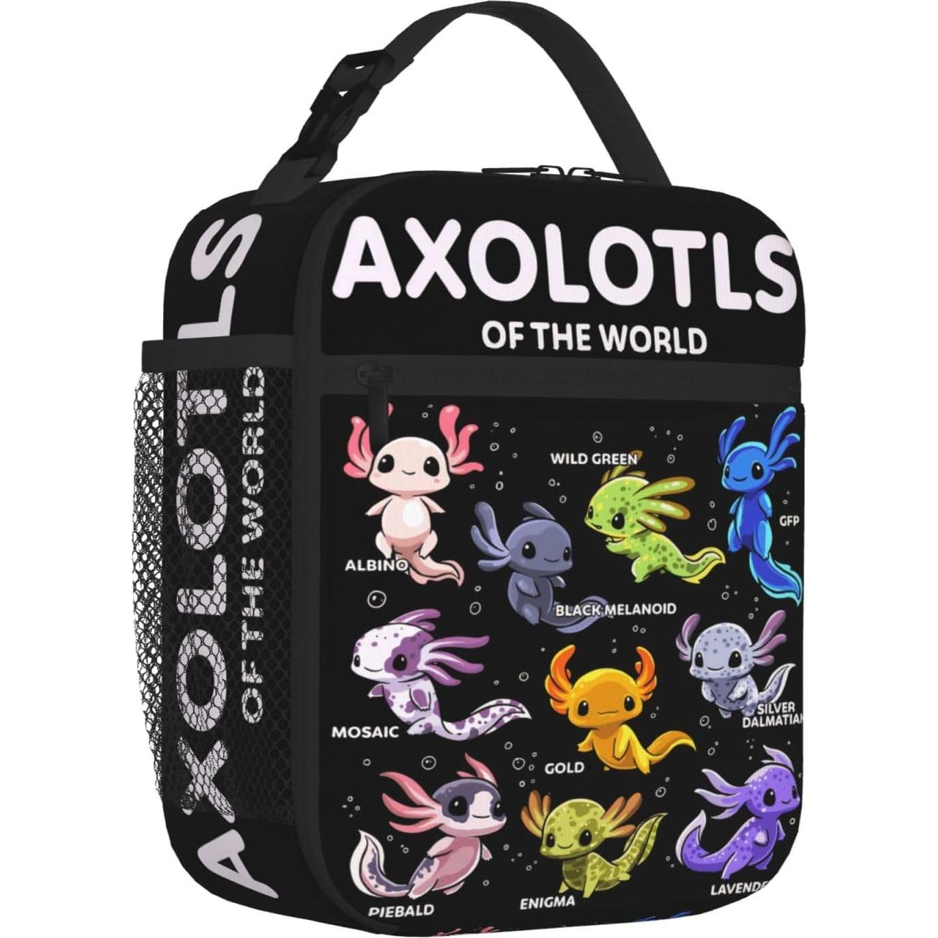 Bolsa de Almuerzo Aislada Gdecziy Axolotl 2L Negra