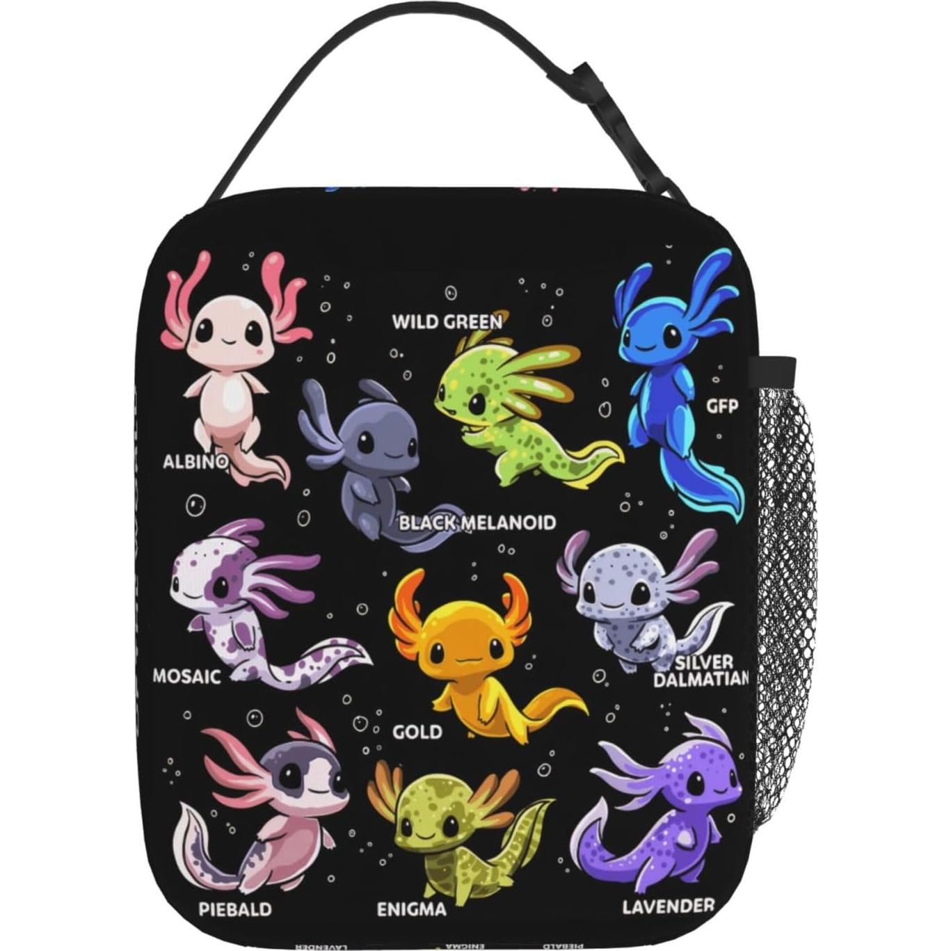 Bolsa de Almuerzo Aislada Gdecziy Axolotl 2L Negra