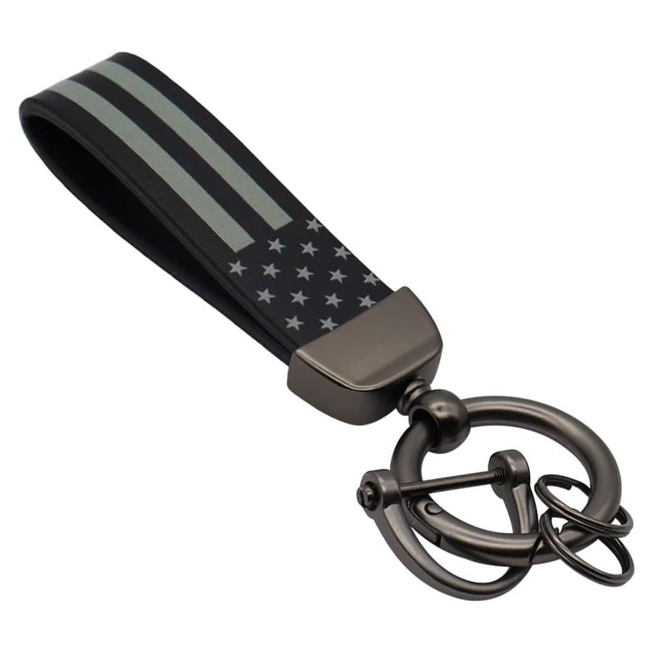 Llavero elegante bandera americana con anillo de zinc negro