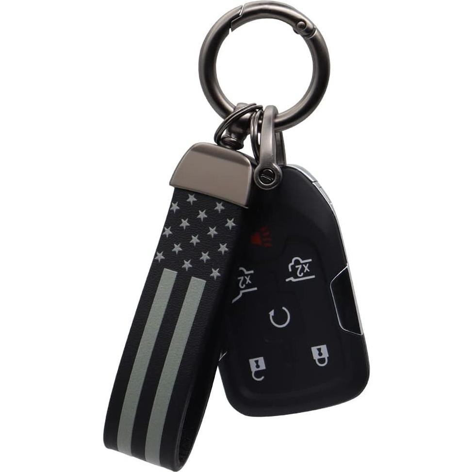 Llavero elegante bandera americana con anillo de zinc negro