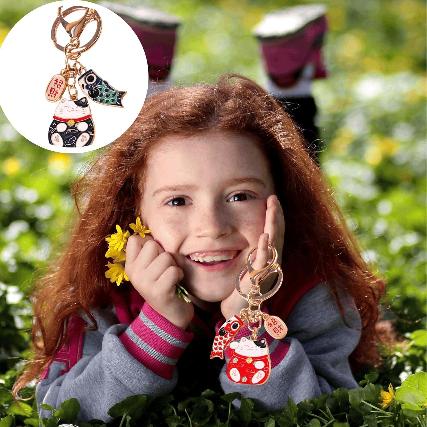 Set de 4 Llaveros Gato de la Suerte Zakrafo para Mujeres