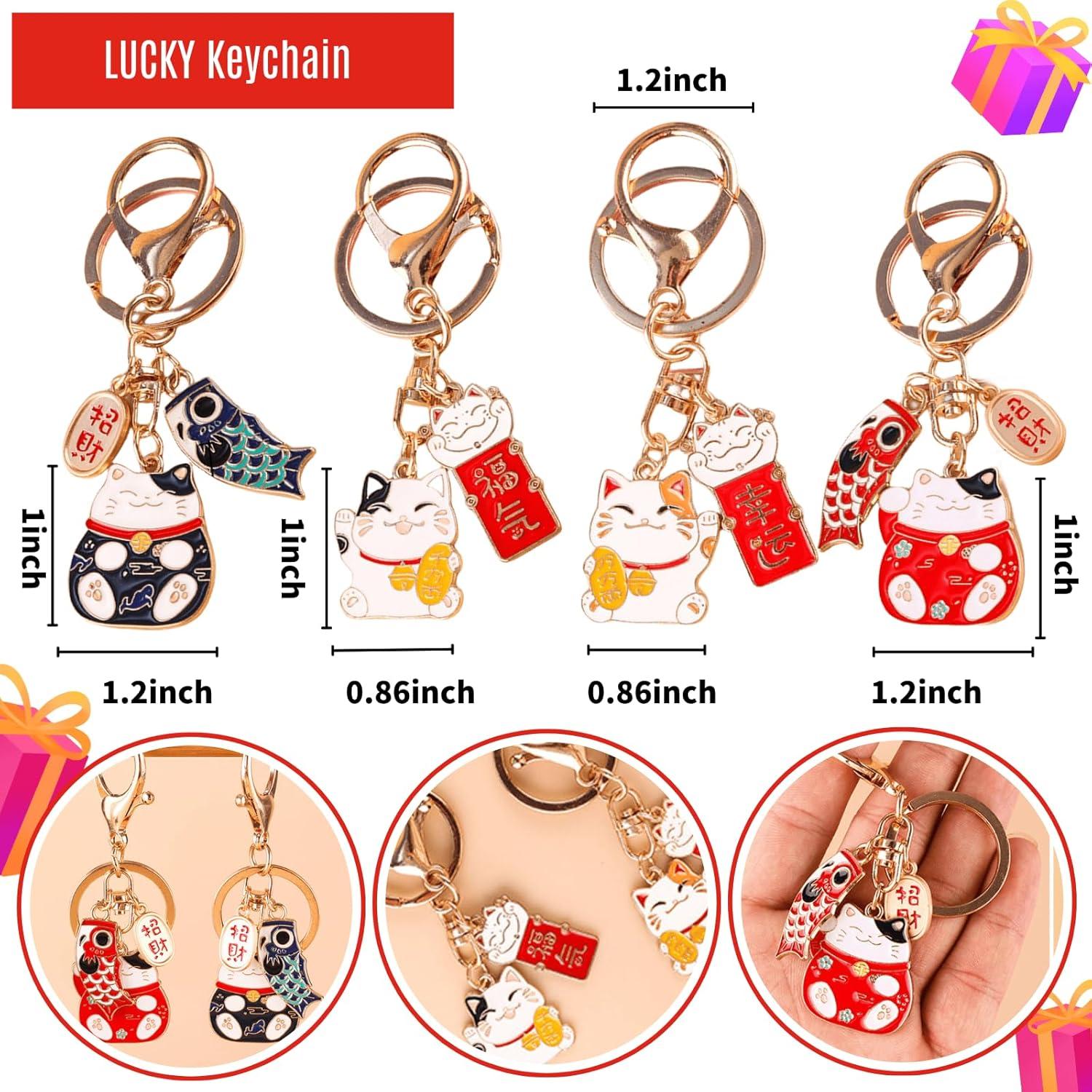 Set de 4 Llaveros Gato de la Suerte Zakrafo para Mujeres