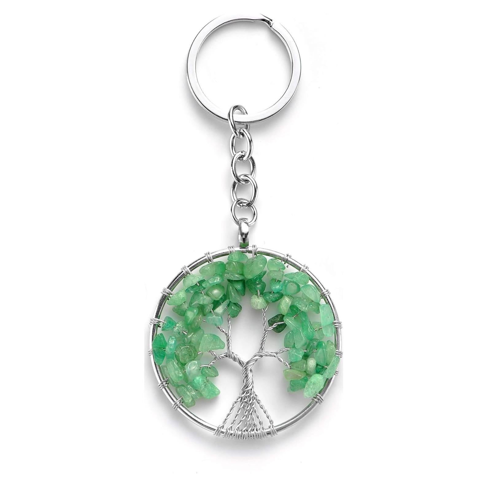 Llavero Árbol de la Vida Aventurina Verde Hecho a Mano