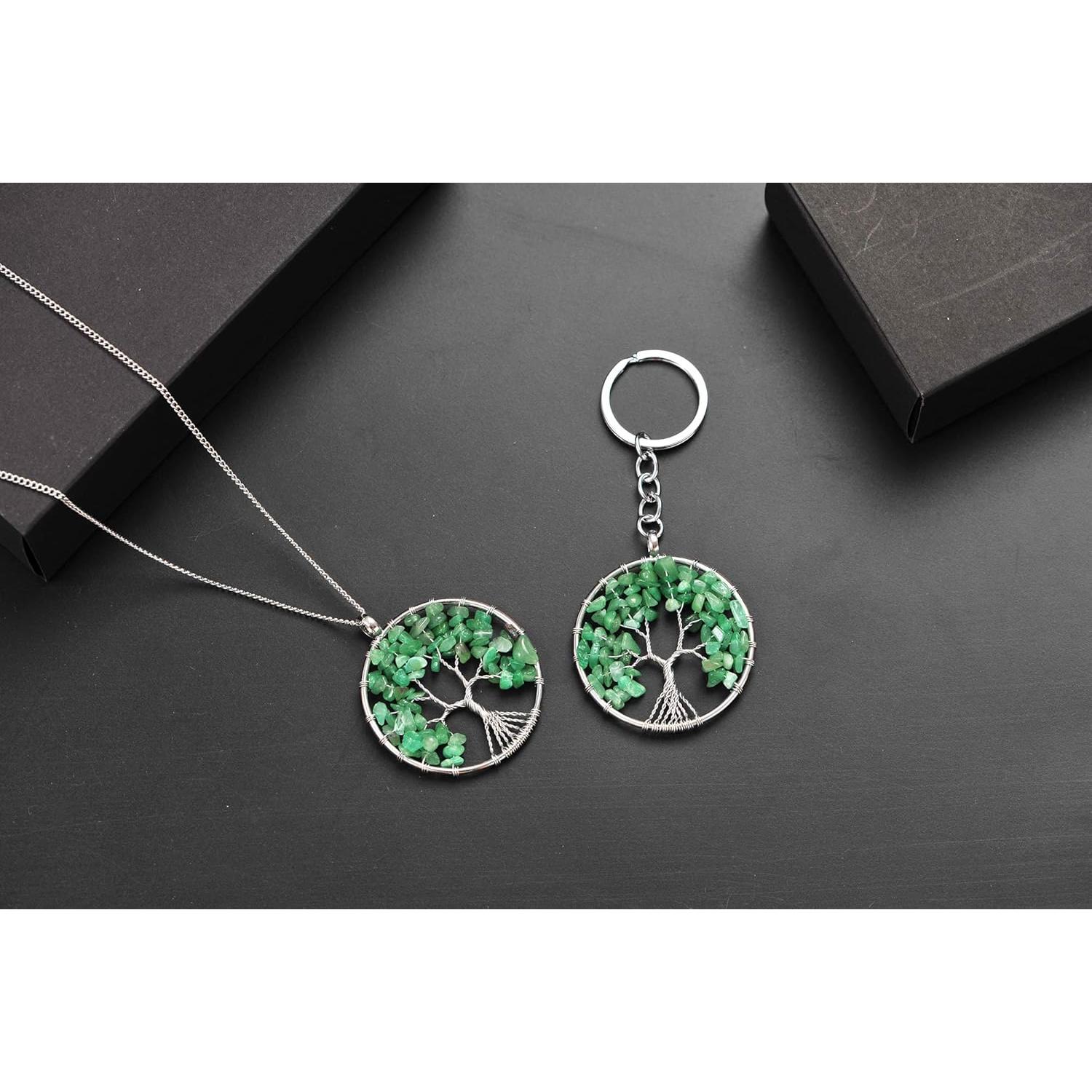 Llavero Árbol de la Vida Aventurina Verde Hecho a Mano