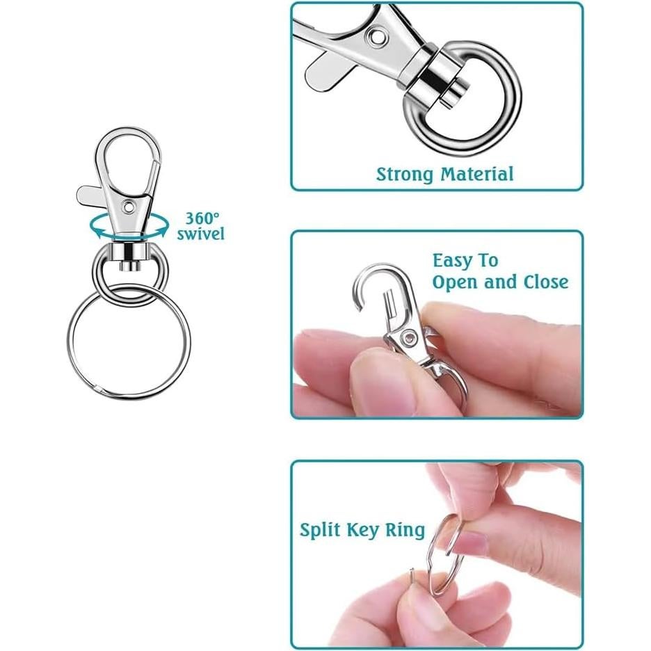 200 Ganchos de Llaveros Gisedkle 3.5cm Metal Zinc Plata