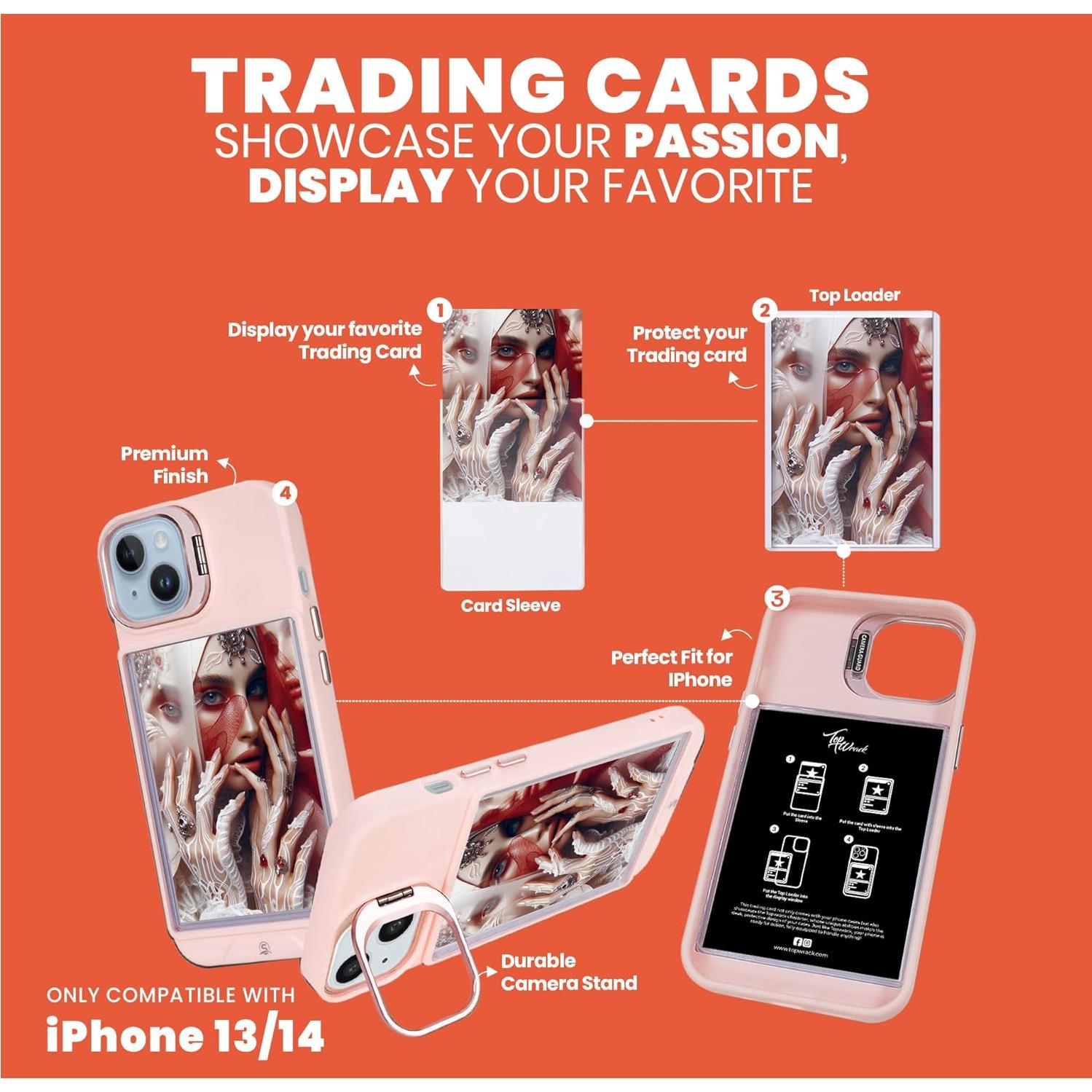 Funda protectora rosa para iPhone 13 y 14 con display y soporte