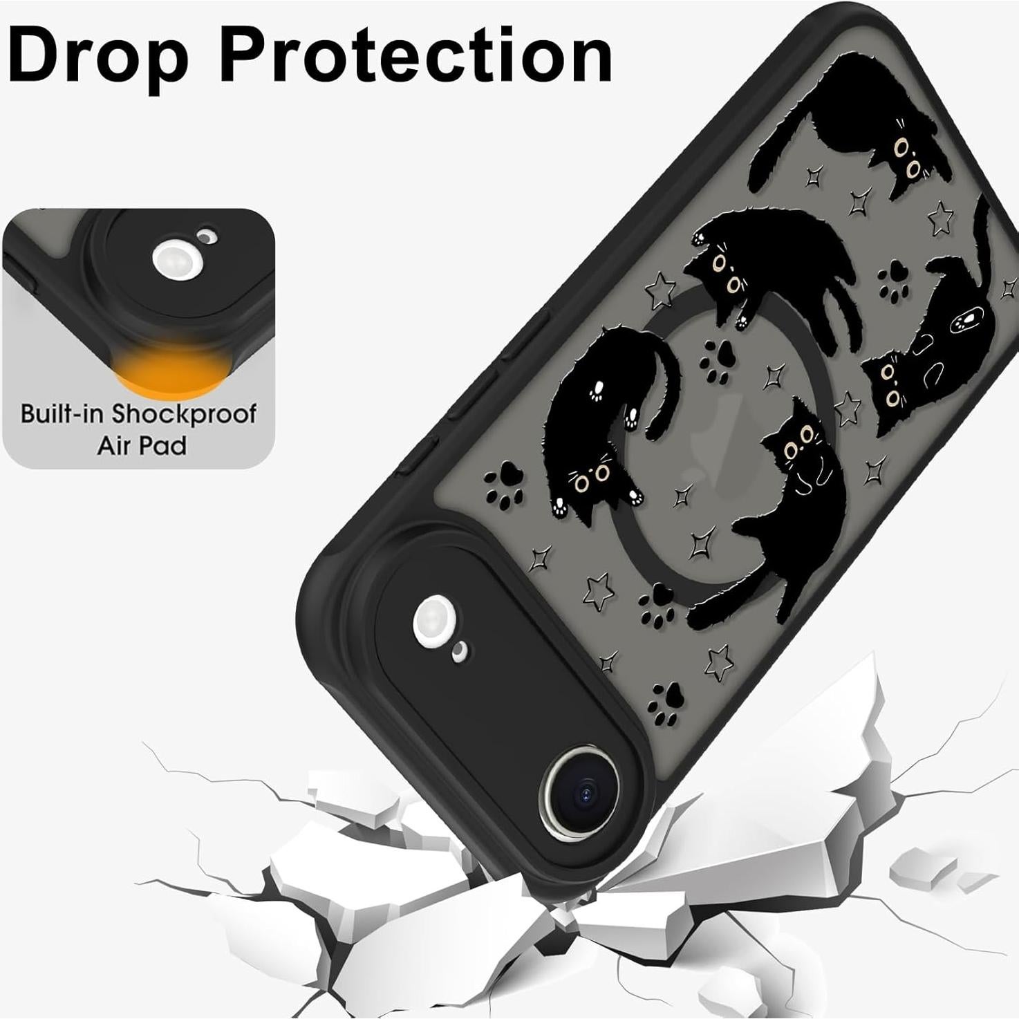 Funda Magnética Heaofei para iPhone 17 Air 6.5" Gatos Negros