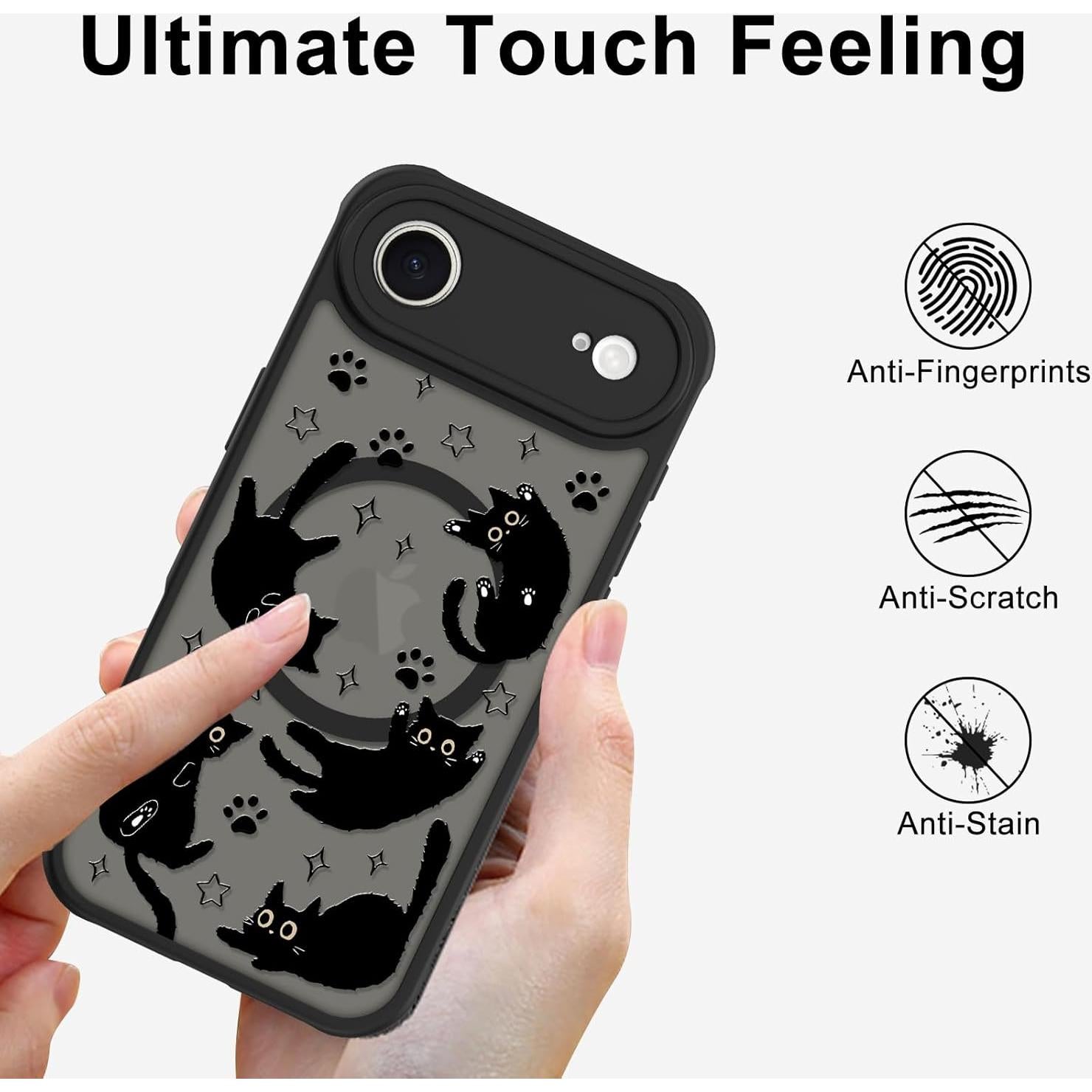 Funda Magnética Heaofei para iPhone 17 Air 6.5" Gatos Negros