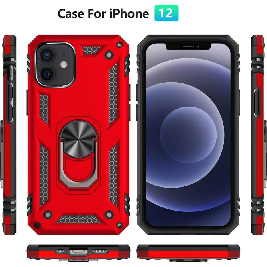 Funda Protectora Grado Militar Yiakeng para iPhone 12/12 Pro Roja
