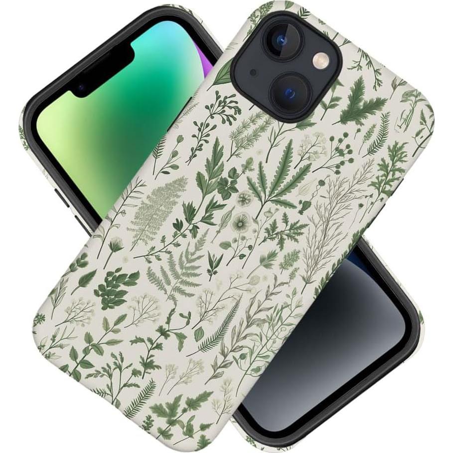 Funda Doble Capa Kiritfox para iPhone 14 Plus Floral Verde