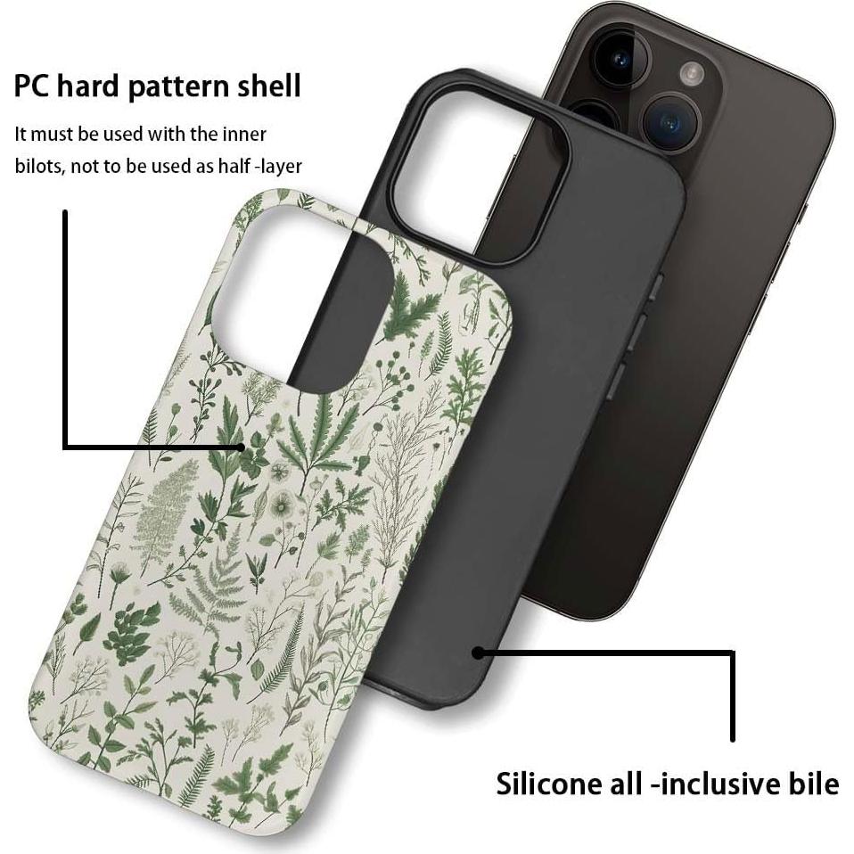 Funda Doble Capa Kiritfox para iPhone 14 Plus Floral Verde