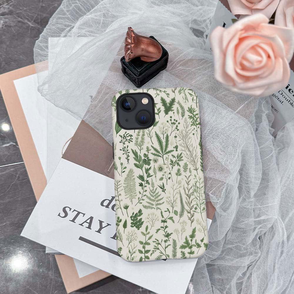 Funda Doble Capa Kiritfox para iPhone 14 Plus Floral Verde