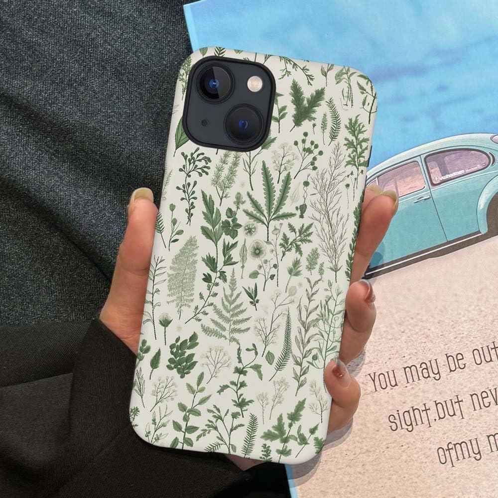 Funda Doble Capa Kiritfox para iPhone 14 Plus Floral Verde