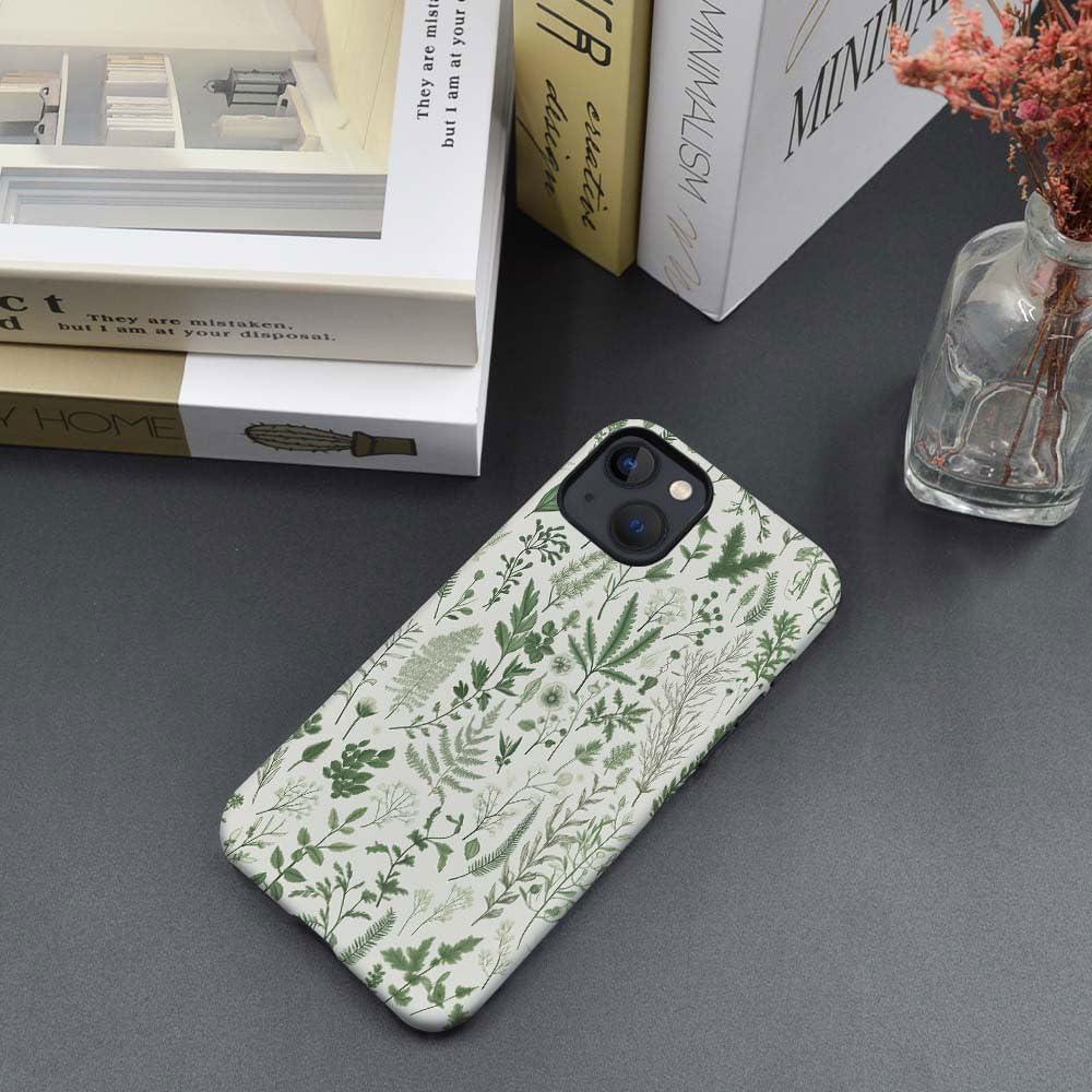 Funda Doble Capa Kiritfox para iPhone 14 Plus Floral Verde