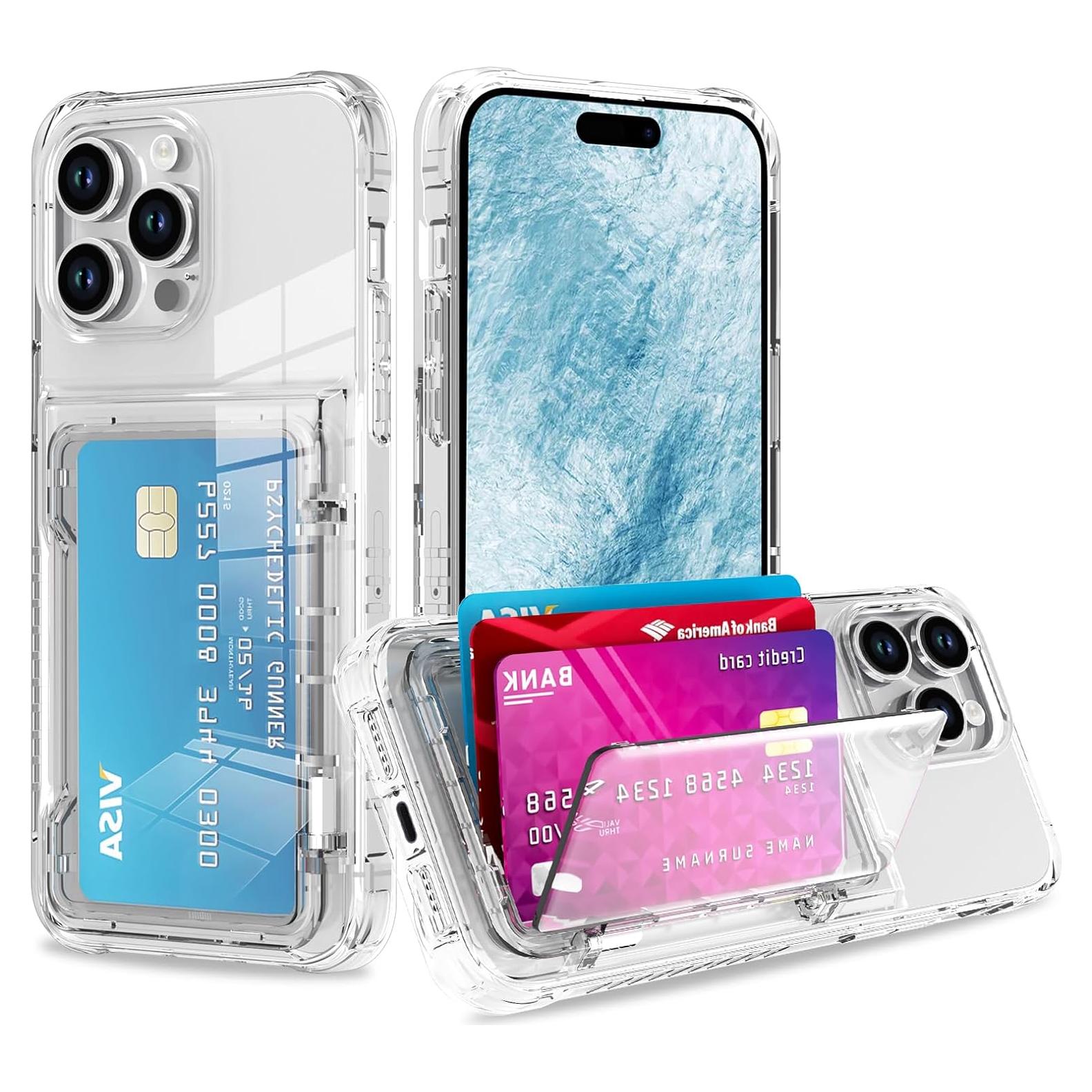 Funda billetera Marphe para iPhone 15 Pro - Transparente, 3 ranuras