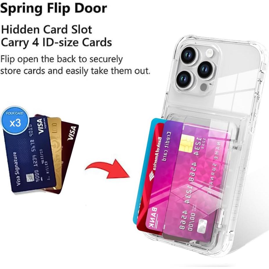 Funda billetera Marphe para iPhone 15 Pro - Transparente, 3 ranuras