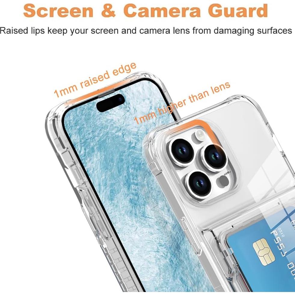 Funda billetera Marphe para iPhone 15 Pro - Transparente, 3 ranuras