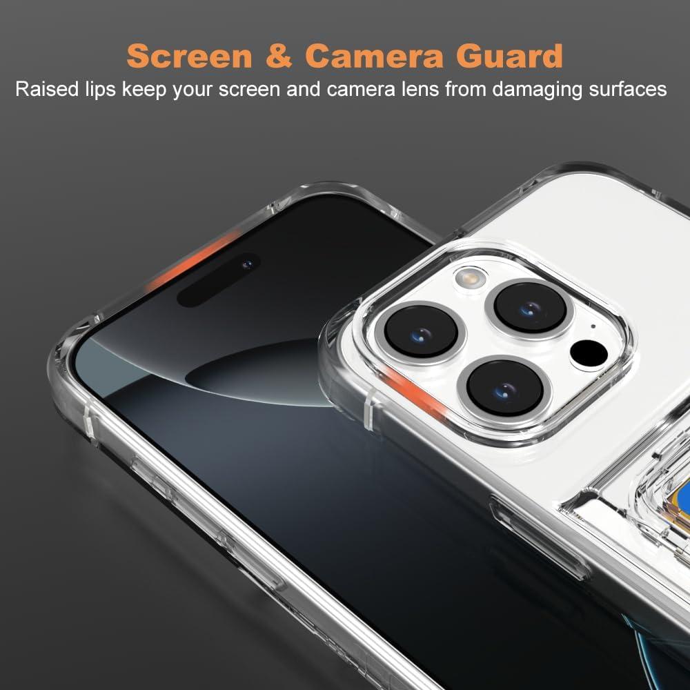 Funda híbrida para iPhone 16 Pro Max Wuwedo con RFID, 5 tarjetas