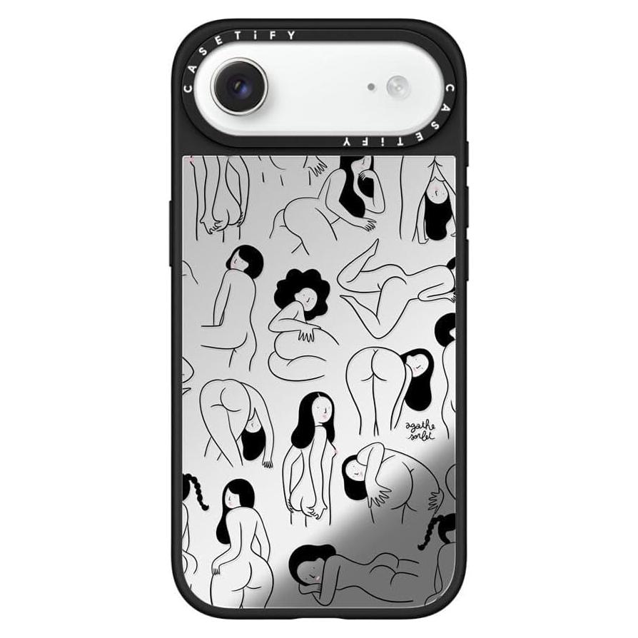 Funda Espejo CASETiFY para iPhone Air 16.5 cm - Plata sobre Negro