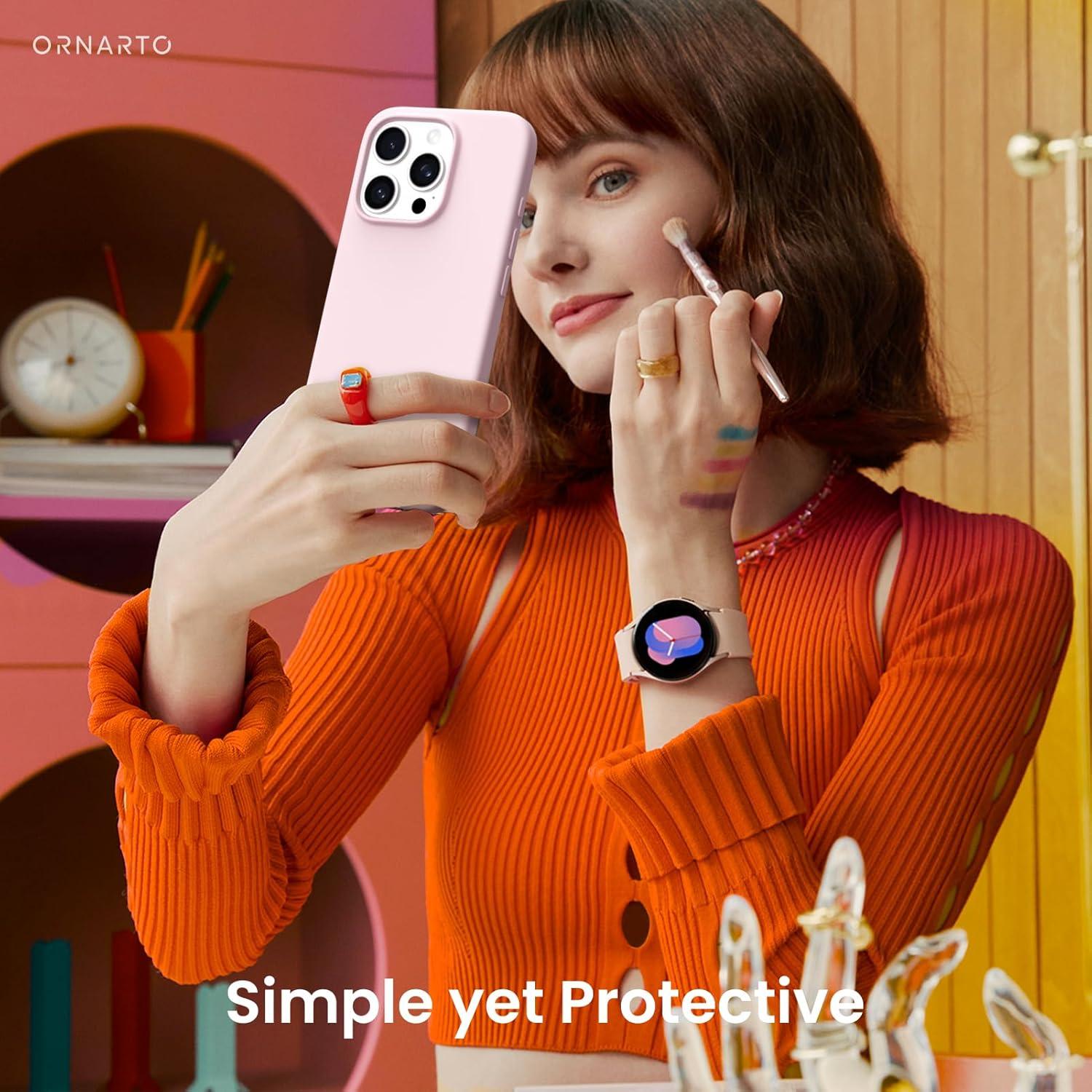 Funda Silicona Líquida ORNARTO para iPhone 16 Pro - Rosa Tiza