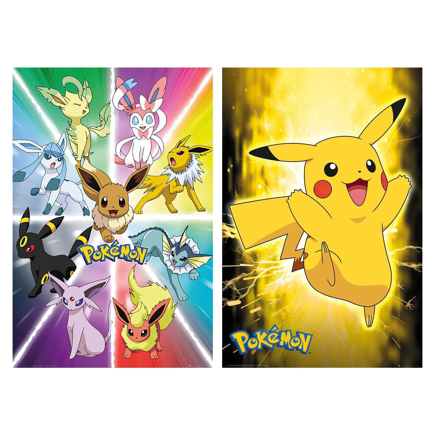 Conjunto de Pósters Pokémon 2 Piezas Eevee y Pikachu 61x91cm