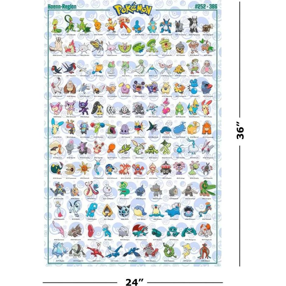 Póster de Anime Pokémon Hoenn #252-386 91.4 x 61 cm