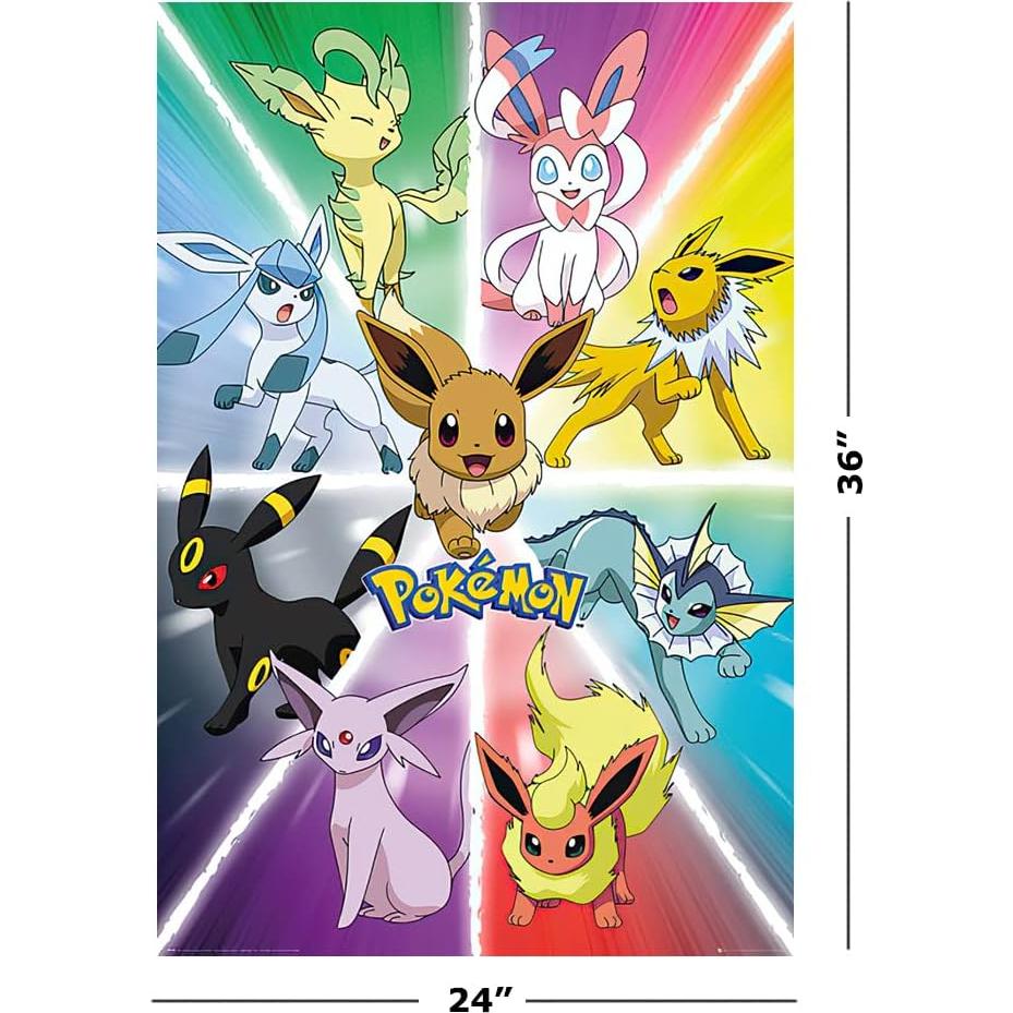 Conjunto de Pósters Pokémon 2 Piezas Evolución Eevee y Movimientos