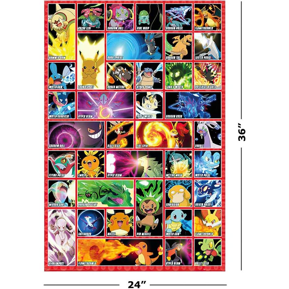 Conjunto de Pósters Pokémon 2 Piezas Evolución Eevee y Movimientos