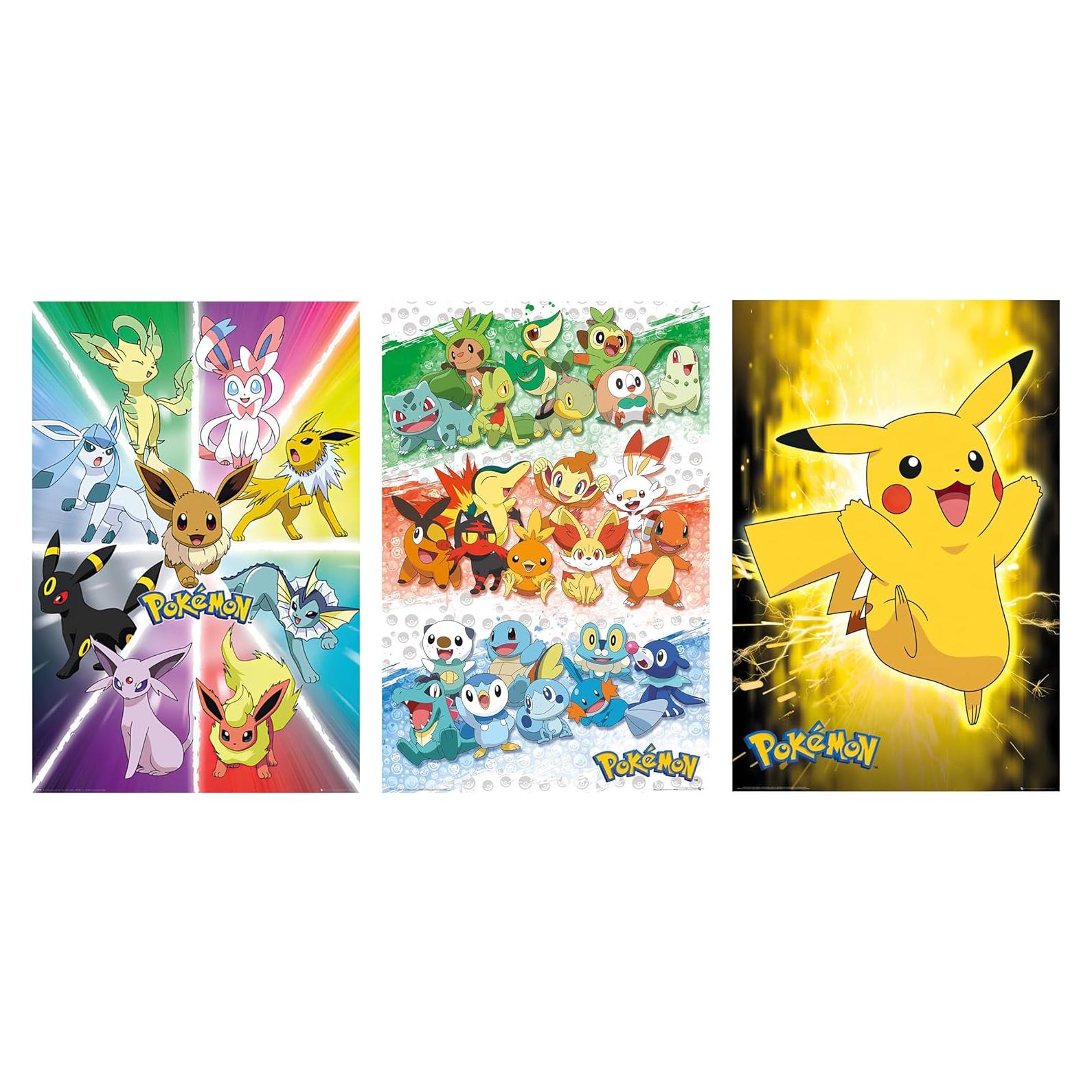 Set de Pósters de Anime Pokémon 3 Piezas 91x61 cm