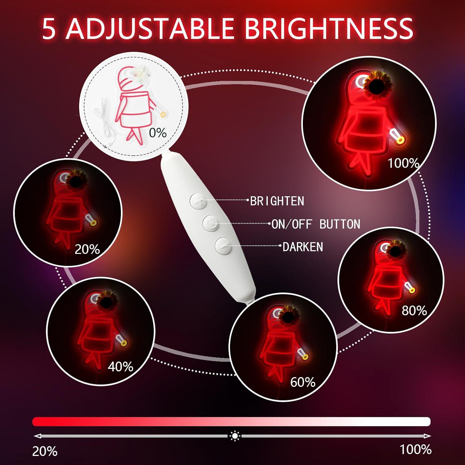 Señal de Neón Robot Rojo JFLLamp para Decoración de Pared