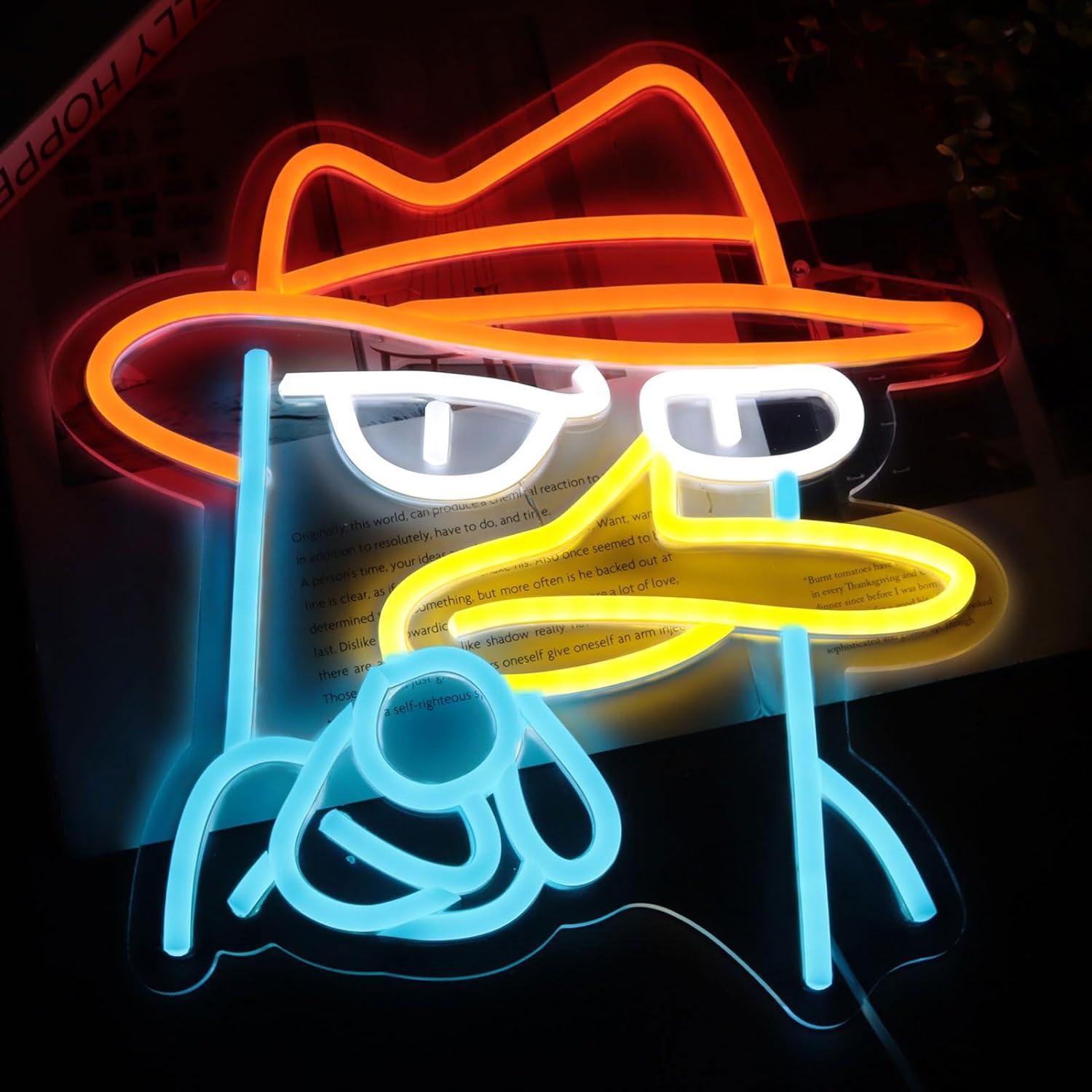 Lámpara de Neón Perry el Ornitorrinco Tiabuy 37x32 cm LED