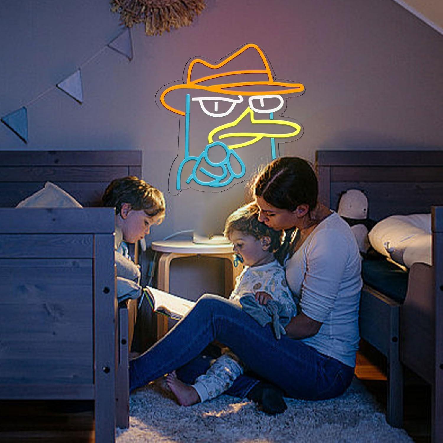 Lámpara de Neón Perry el Ornitorrinco Tiabuy 37x32 cm LED